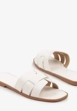 Białe Klapki z Geometryczną Cholewką Pollevela