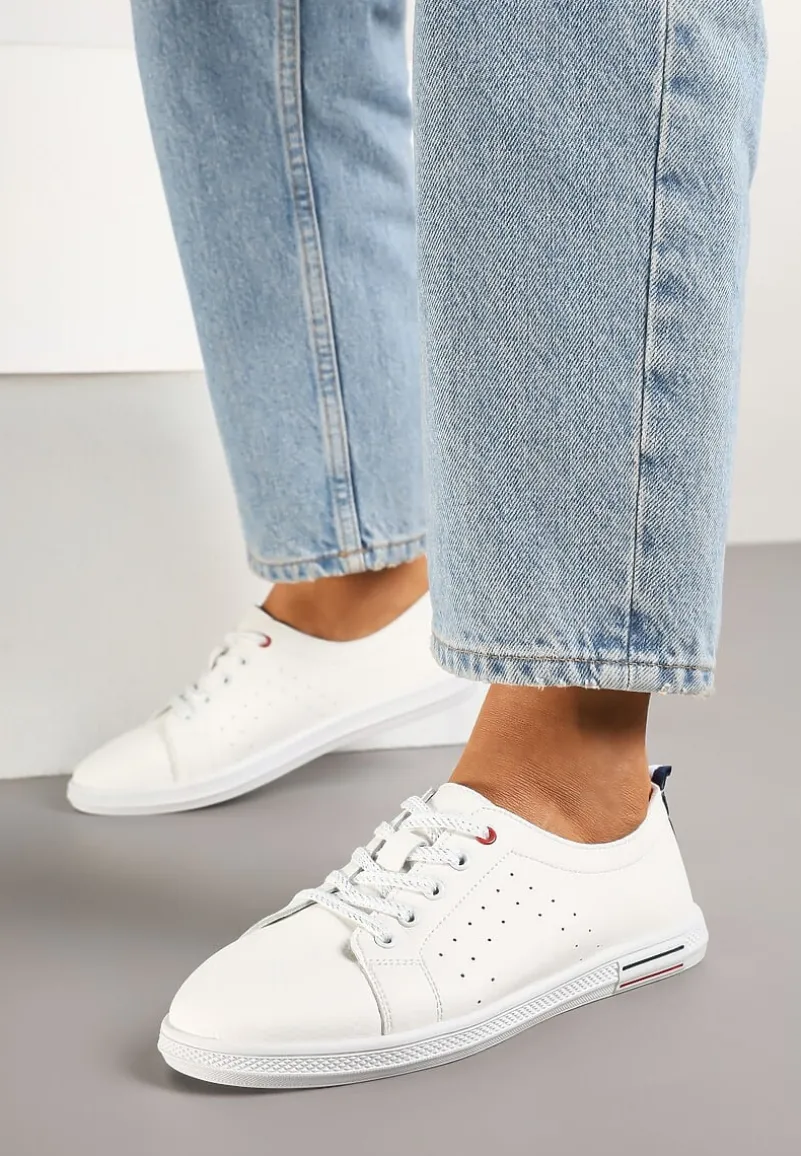 Białe Klasyczne Tenisówki Skórzane Valavia