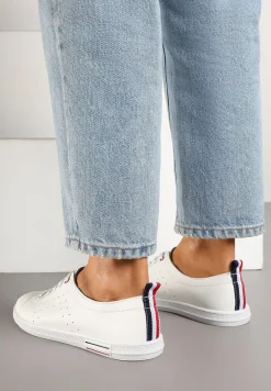 Białe Klasyczne Tenisówki Skórzane Valavia