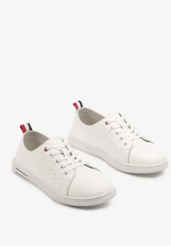 Białe Klasyczne Tenisówki Skórzane Valavia