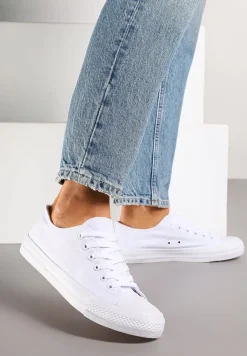 Białe Klasyczne Trampki Sznurowane Przed Kostkę Elleriome