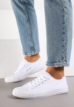 Białe Klasyczne Trampki Sznurowane Przed Kostkę Elleriome