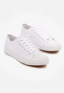 Białe Klasyczne Trampki Sznurowane Przed Kostkę Elleriome