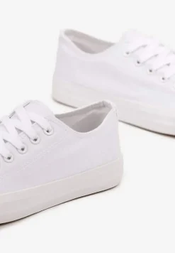 Białe Klasyczne Trampki Sznurowane Przed Kostkę Elleriome