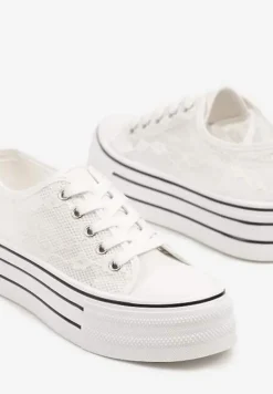 Białe Koronkowe Trampki Vices na Podwójnej Podeszwie Telosira