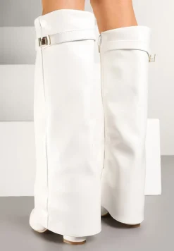 Białe Kozaki z Szeroką Cholewką i Szpiczastym Noskiem Sumehra