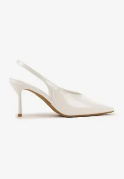 Białe Lakierowane Sandały na Szpilce Typu Slingback Addoxie