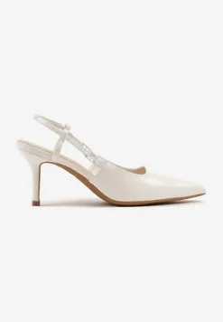 Białe Lakierowane Sandały na Szpilce ze Spiczastym Noskiem Odelna