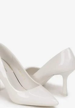 Białe Lakierowane Szpilki ze Szpiczastym Noskiem Sileto