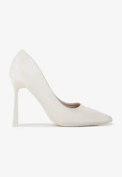 Białe Lakierowane Szpilki z Imitacji Skóry o Gładkiej Fakturze Rosaia