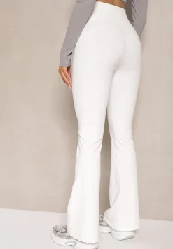 Białe Legginsy Dzwony High Waist Korivienne
