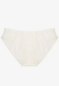 Białe Majtki Typu Figi z Bawełny Ozdobione Koronką Emmoi