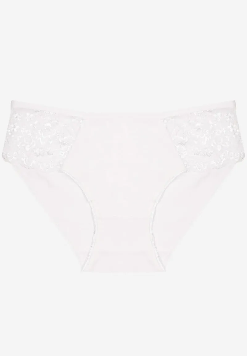 Białe Majtki z Bawełny Figi Ozdobione Koronką Talirinae