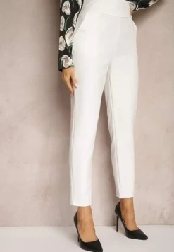 Białe Materiałowe Spodnie Regular Pivolia