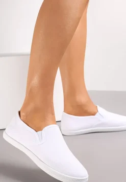Białe Materiałowe Tenisówki na Elastycznej Podeszwie Aishani