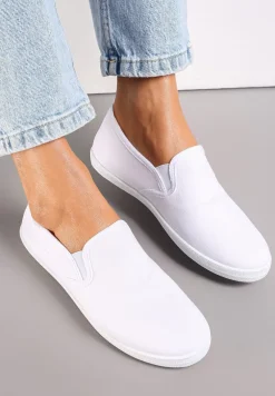 Białe Materiałowe Tenisówki na Elastycznej Podeszwie Aishani