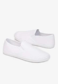 Białe Materiałowe Tenisówki na Elastycznej Podeszwie Aishani