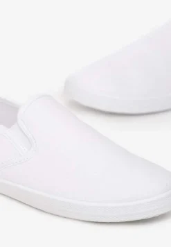 Białe Materiałowe Tenisówki na Elastycznej Podeszwie Aishani