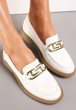 Białe Mokasyny Wsuwane z Klamerką Wesley