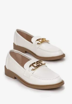 Białe Mokasyny Wsuwane z Klamerką Wesley