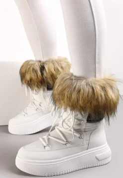 Białe Śniegowce na Grubej Podeszwie z Futerkiem Uplift