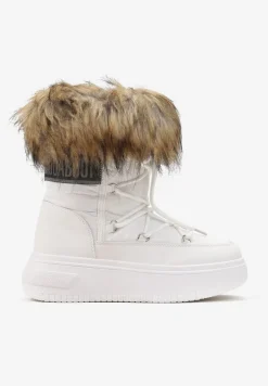 Białe Śniegowce na Grubej Podeszwie z Futerkiem Uplift