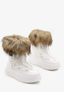 Białe Śniegowce na Grubej Podeszwie z Futerkiem Uplift