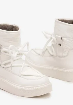 Białe Śniegowce na Platformie ze Sznurowaniem Tirilissa