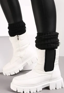 Białe Śniegowce Pikowane z Elastyczną Wstawką Erdrigu