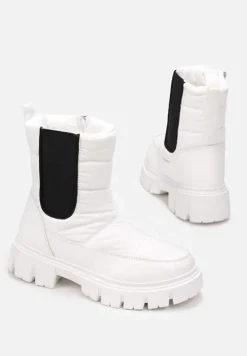 Białe Śniegowce Pikowane z Elastyczną Wstawką Erdrigu