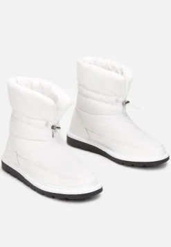 Białe Śniegowce Pikowane ze Ściągaczem Zuma