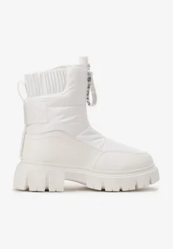 Białe Śniegowce z Pikowaną Cholewką i Suwakiem Desmoria