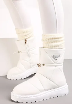 Białe Śniegowce za Kostkę na Platformie ze Ściągaczem Rindali