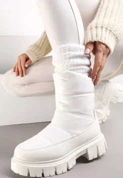 Białe Śniegowce za Kostkę z Pikowaniem i Niską Platformą Laugas