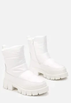 Białe Śniegowce za Kostkę z Pikowaniem i Niską Platformą Laugas