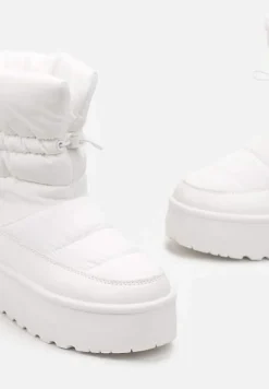 Białe Śniegowce ze Ściągaczem na Grubej Podeszwie Lunne