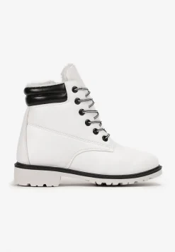 Białe Ocieplane Traperki z Protektorem Martiel