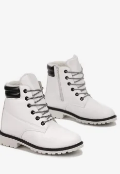 Białe Ocieplane Traperki z Protektorem Martiel