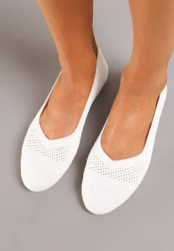 Białe Płaskie Balerinki z Siateczkowego Materiału Nelibra