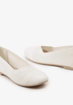 Białe Płaskie Balerinki z Siateczkowego Materiału Nelibra