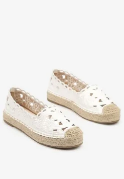 Białe Płaskie Espadryle z Ażurową Cholewką Elearwen