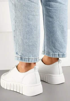 Białe Płaskie Sneakersy Vices ze Sznurowaniem Lorori