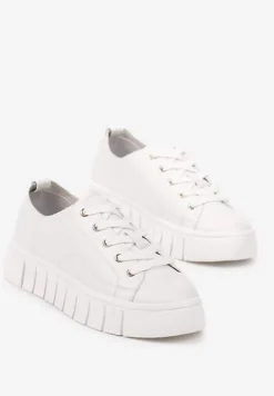 Białe Płaskie Sneakersy Vices ze Sznurowaniem Lorori