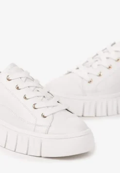 Białe Płaskie Sneakersy Vices ze Sznurowaniem Lorori