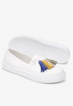 Białe Półbuty z Chwostami na Grubej Podeszwie Melana