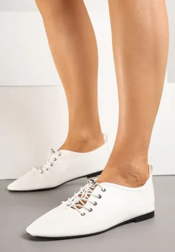 Białe Półbuty ze Sznurowaniem ze Stoperem Julirine