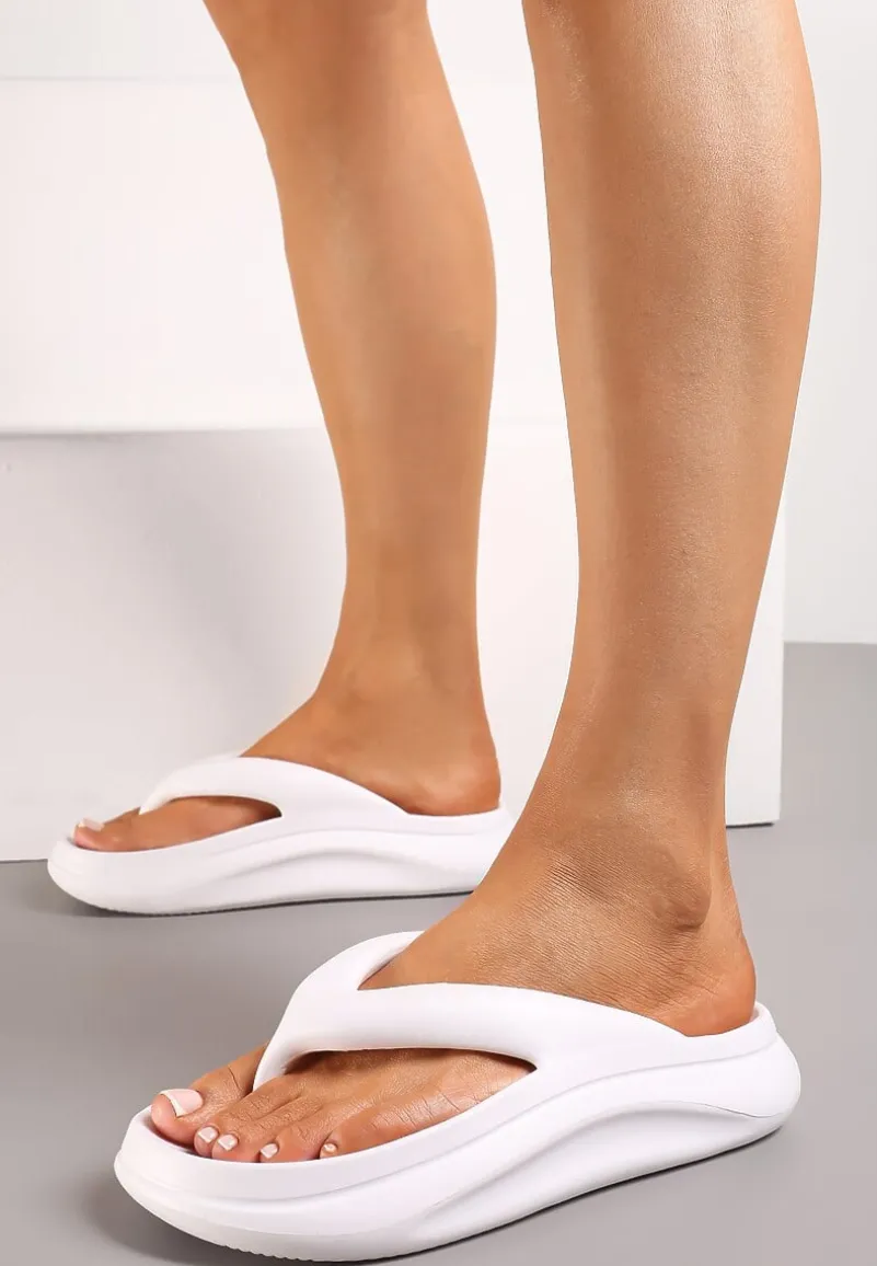 Białe Piankowe Klapki Japonki w Streetwearowym Stylu Panoli