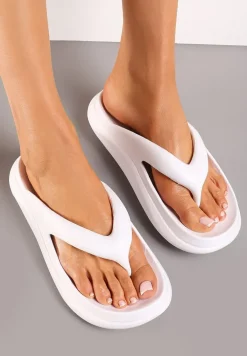 Białe Piankowe Klapki Japonki w Streetwearowym Stylu Panoli