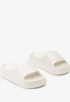 Białe Piankowe Klapki z Platformą i Szerokim Paskiem Amarantia