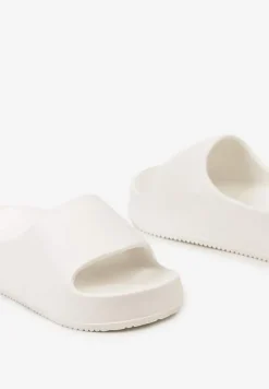 Białe Piankowe Klapki z Platformą i Szerokim Paskiem Amarantia